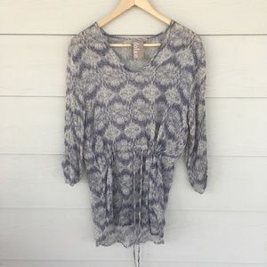 Anthropologie Blue Watercolored Drawstring Top